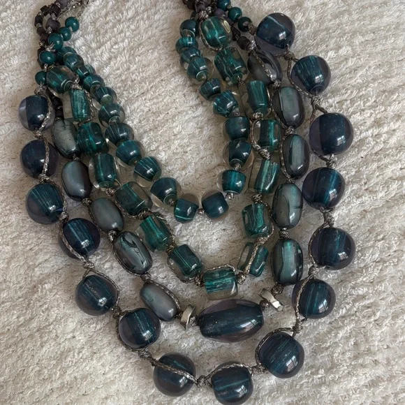 Chicos Elegant Multi-Strand Blues & dark turquoise  Necklace - Picture 2 of 4